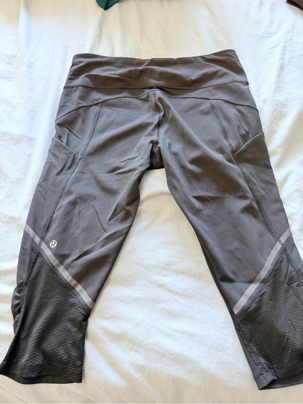 lululemon athletica Black Gray Cropped Performance Capris